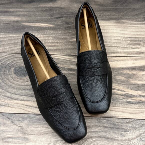 NIB Sofft Elinor 8M 39 Black Leather Moc Toe Penny Loafers Flats - Picture 2 of 10